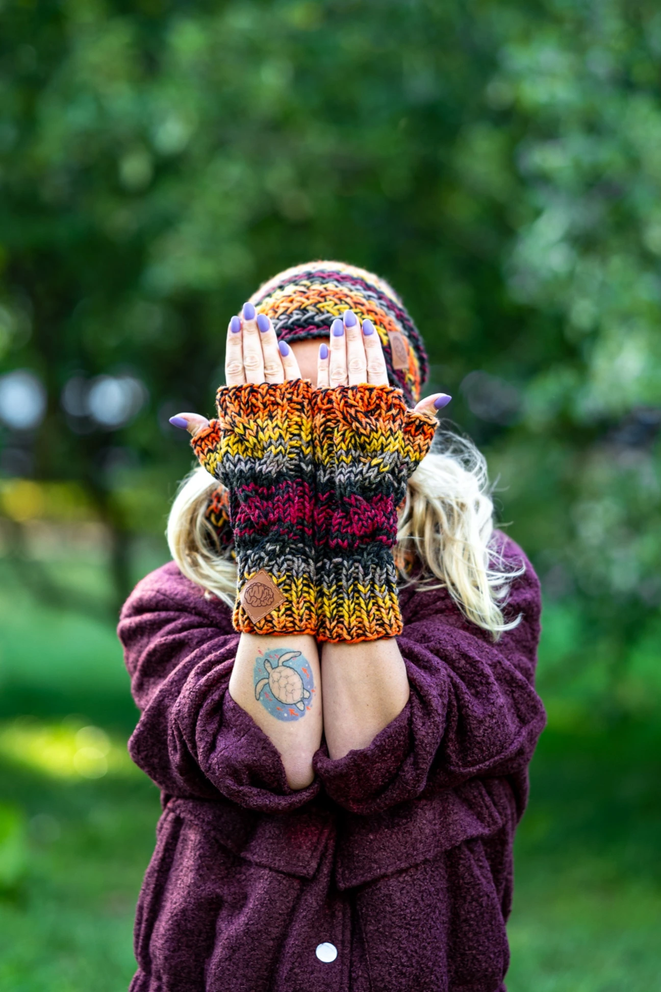 Mitenki MERINO 50% ,,Ciemna Jesień" 221 jesienne rękawiczki merino