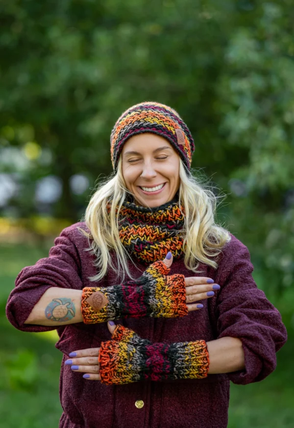 Mitenki MERINO 50% ,,Ciemna Jesień" 13 mitenki merino na zimę