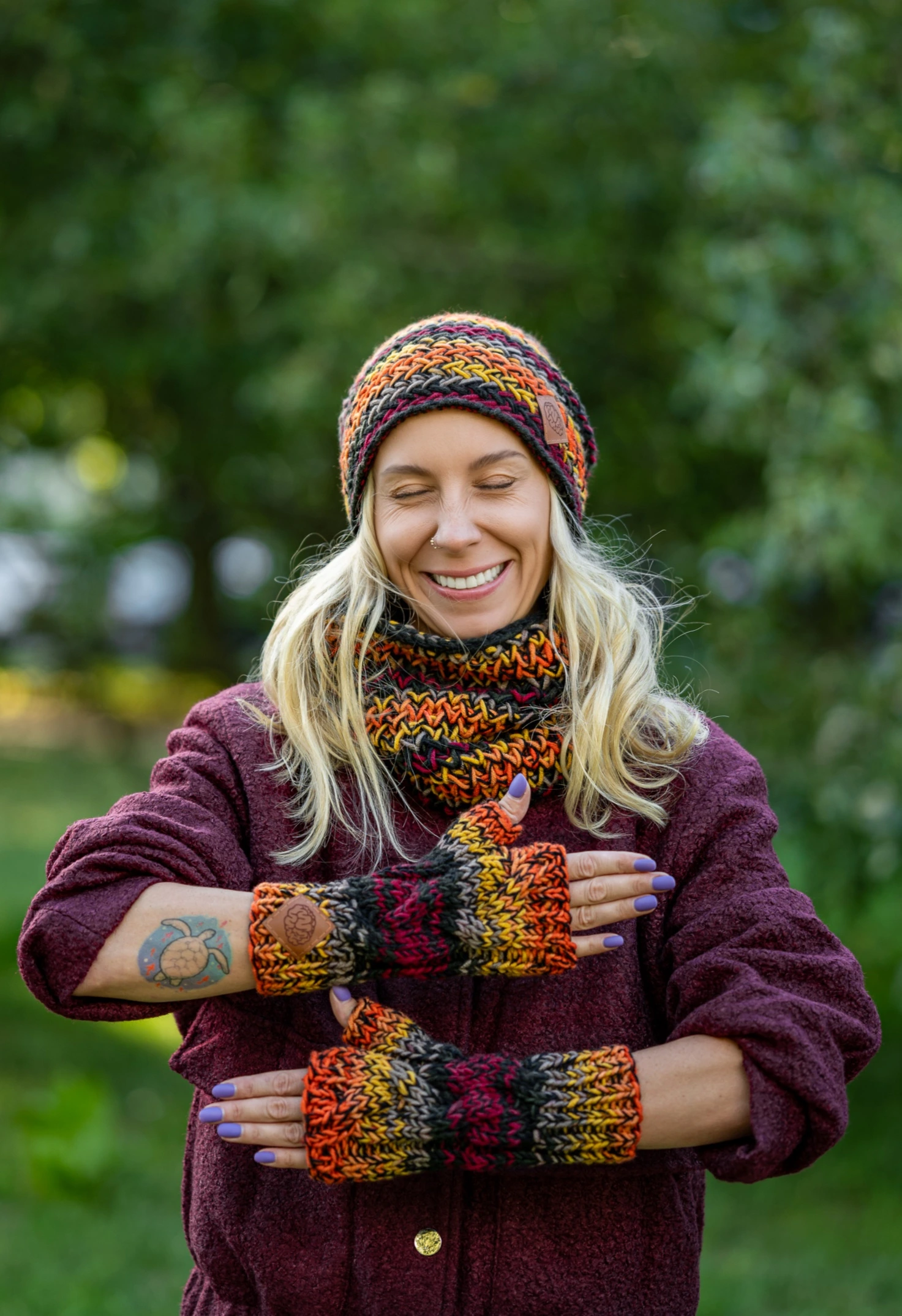 Mitenki MERINO 50% ,,Ciemna Jesień" 223 mitenki merino na zimę