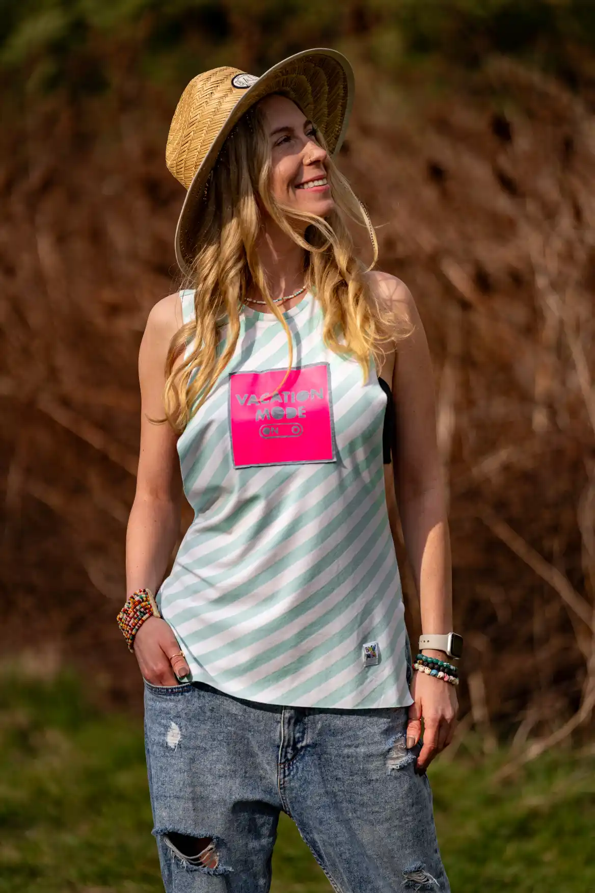 Top Vacation mode on STRIPE MINT KUSH 171 tank top na wakacje