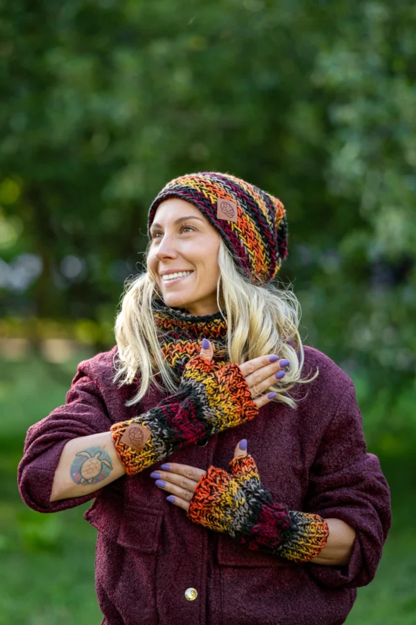 Mitenki MERINO 50% ,,Ciemna Jesień" 16 zimowe rękawiczki merino
