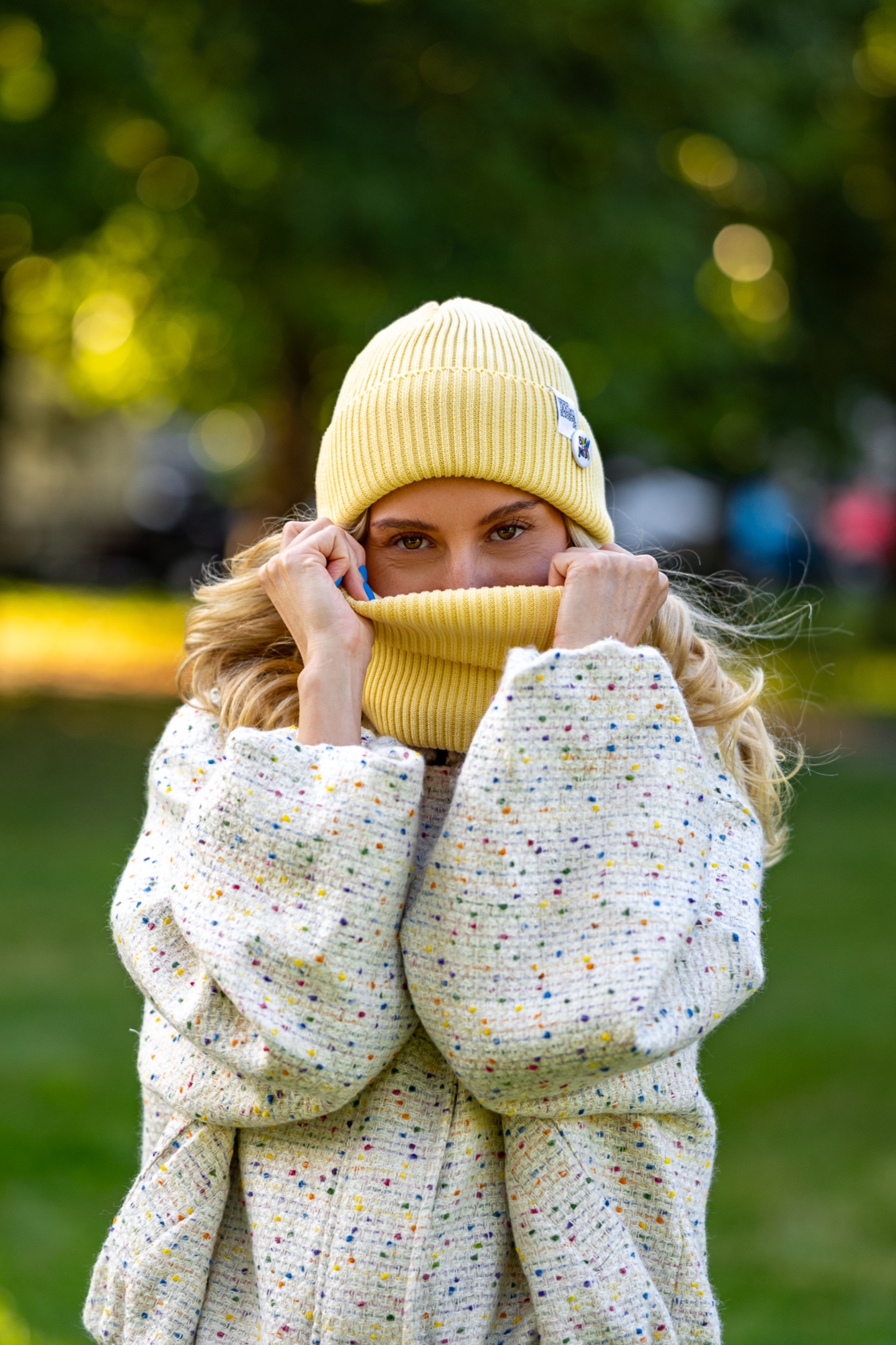 Czapka beanie bawełniana logo kolorowe "Banan" 28 żółta czapka beanie