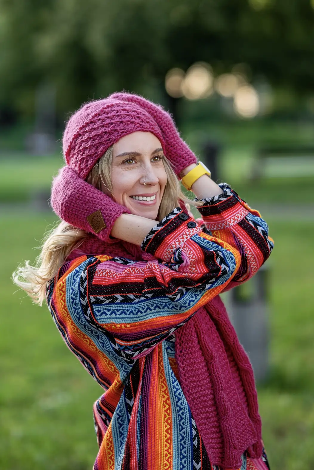 Czapka MERINO 67% Hope "Malina" + podszewka JEDWAB 17 czapka z merino i ociepleniem