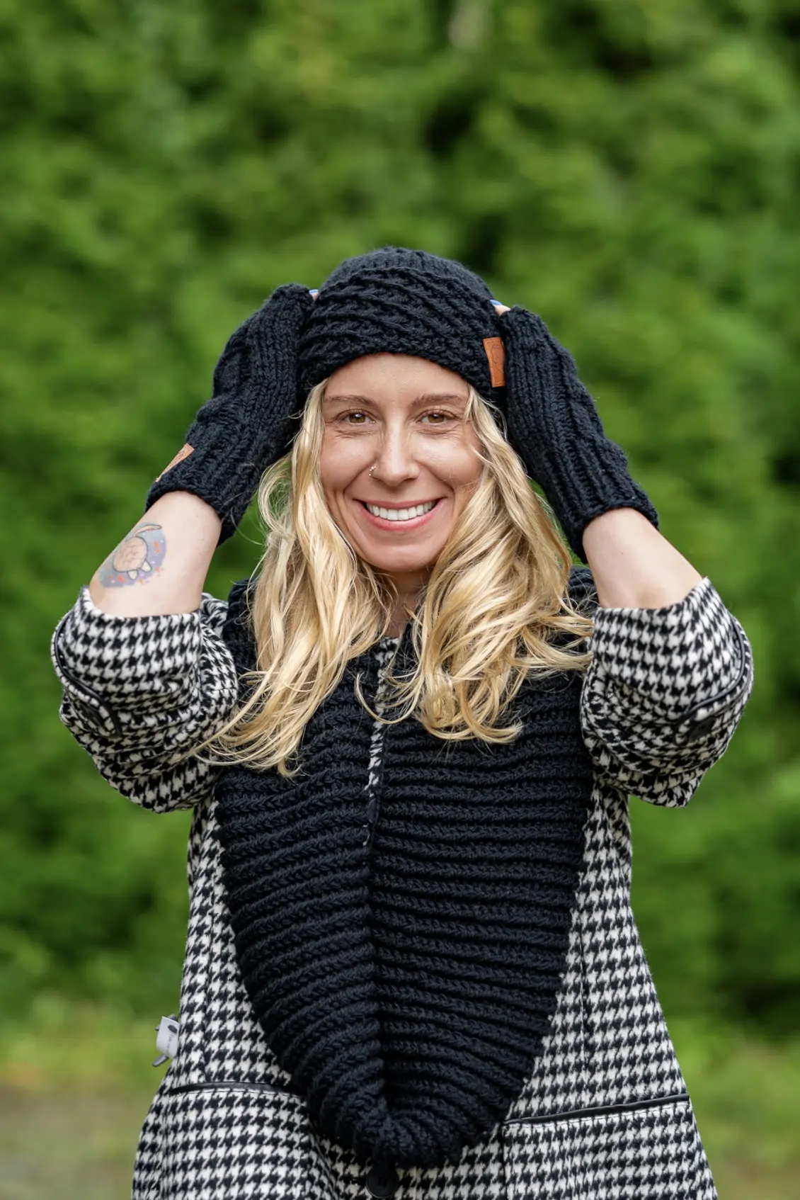 Komin z dodatkiem MERINO 67% "Czarny" 52 duży damski komin merino