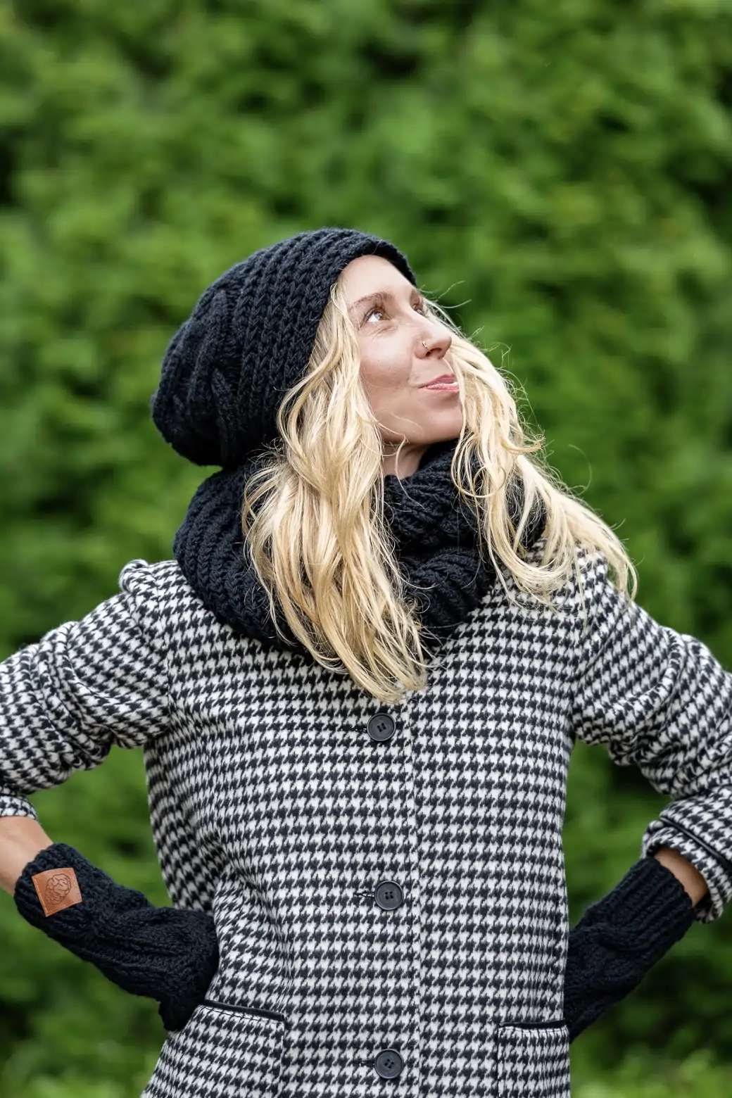 Komin z dodatkiem MERINO 67% "Czarny" 51 duży komin damski merino