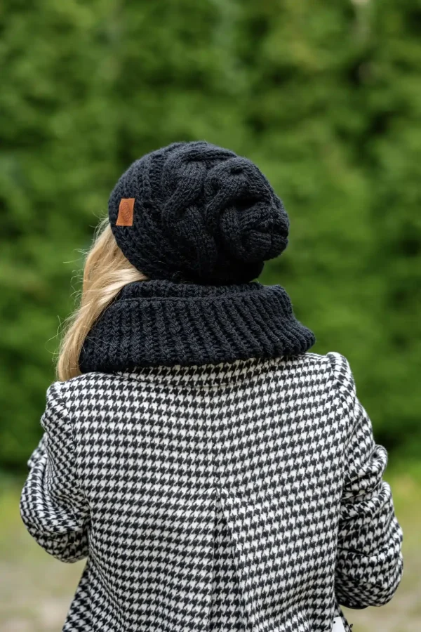 duży komin merino i czapka