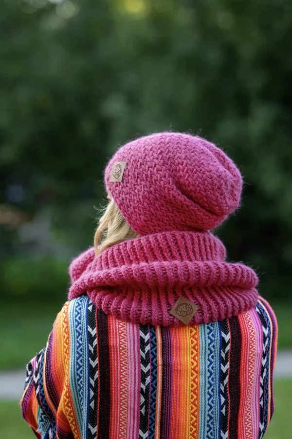 Komin MERINO 67% „Malina” 14 dziergany komin premium