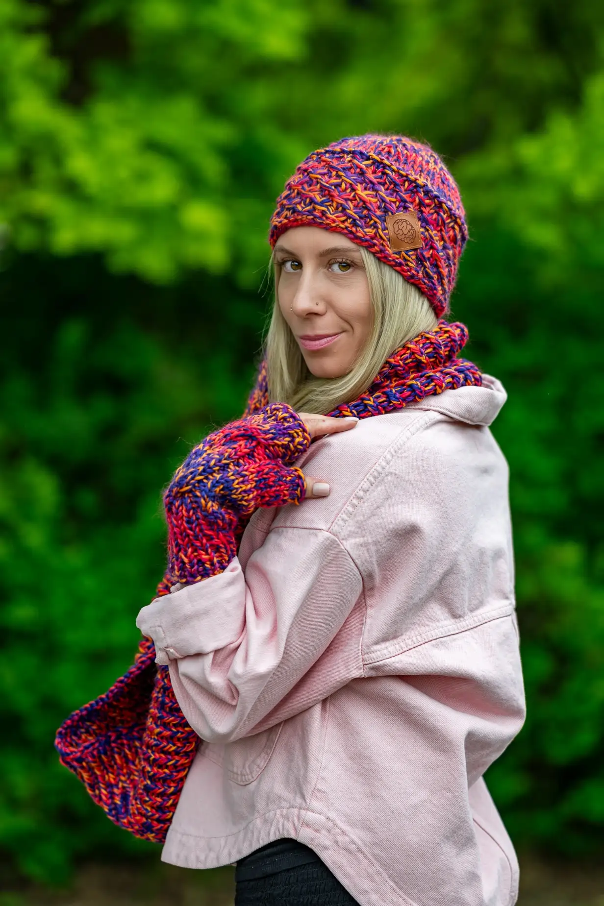 Czapka MERINO 100% Hope "Fiolety" + podszewka BAWEŁNA 141 kolorowa czapka merino