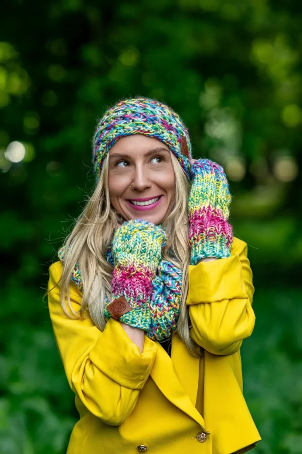 Mitenki MERINO 100% "Cukierki" 17 mitenki damskie wełniane