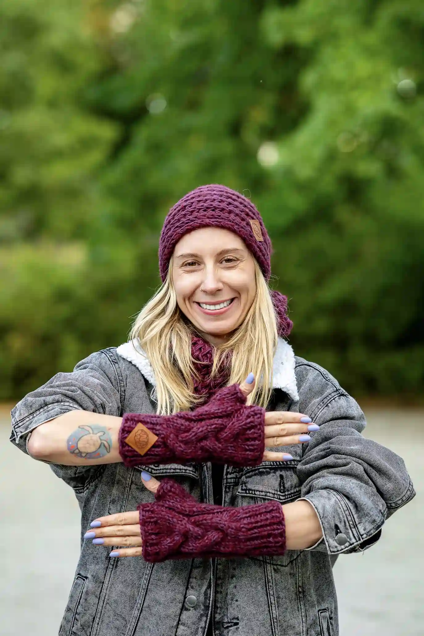 Mitenki MERINO ,,Bordo" 43 mitenki na zimę