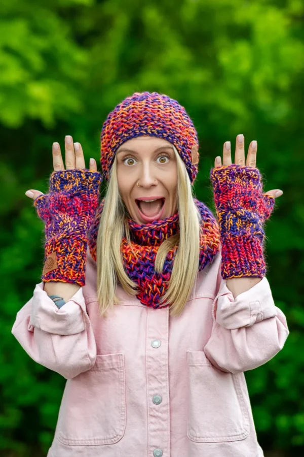 Mitenki MERINO 100% "Fiolety" 15 mitenki z wełny merino