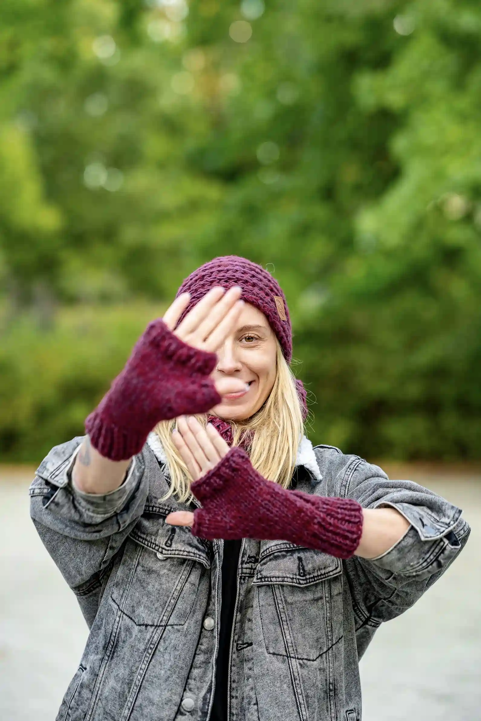 Mitenki MERINO ,,Bordo" 16 rękawiczki bez palców