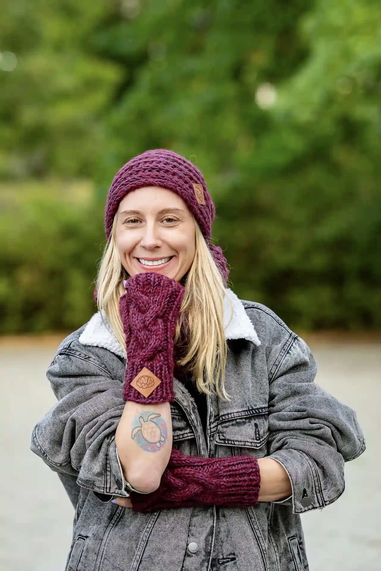 Mitenki MERINO ,,Bordo" 17 rękawiczki na jesień