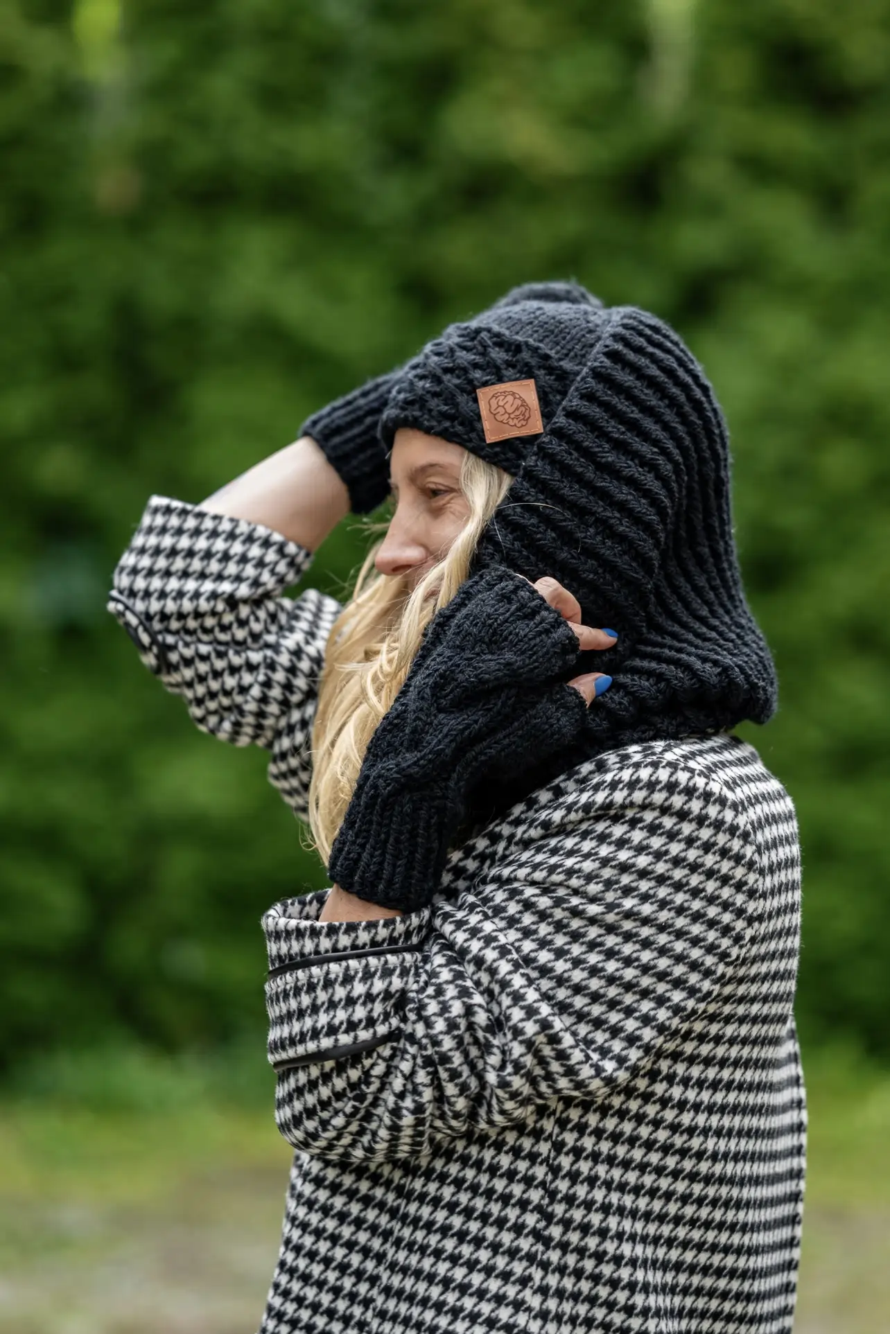 Komin z dodatkiem MERINO 67% "Czarny" 49 szeroki komin damski z wełny